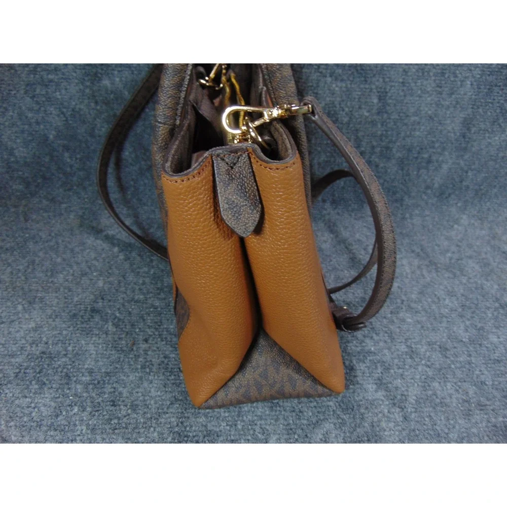 Michael Kors Mercer Small Satchel‎ Bag Brown Monogram Pebble Leather